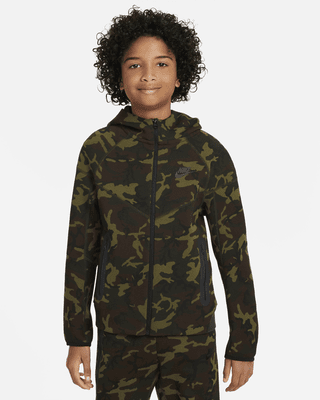 Nike Tech Fleece Big Kids Boys Camo Full Zip Hoodie. Nike